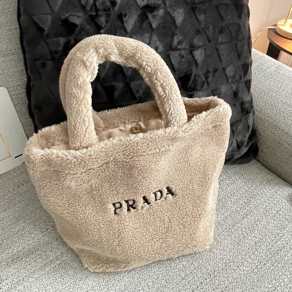 Prada Beige Shearling Tote - Picture 1 of 4